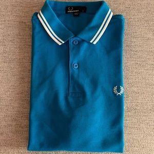 Fred Perry Polo Shirt Blue; slim fit Medium
